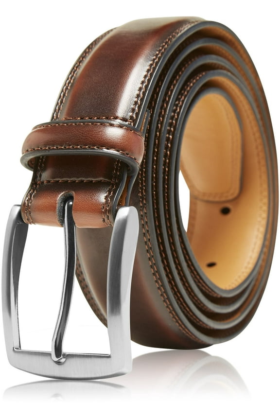Genuine Leather Dress Belts For Men - Mens Belt For Suits, Jeans, Uniform With Single Prong Buckle - Designed in the USA