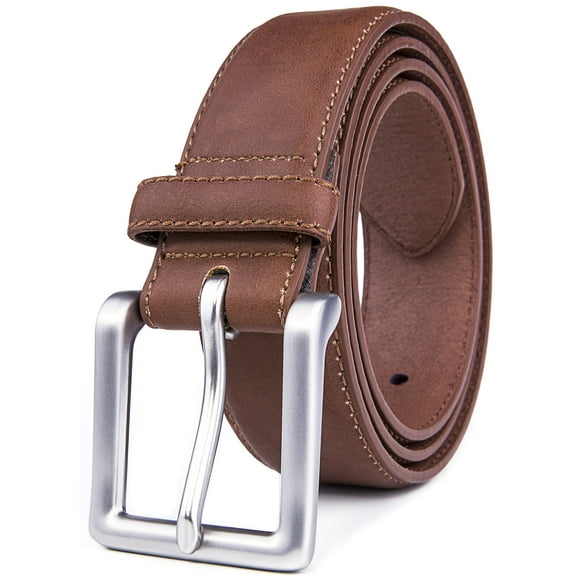 Genuine Leather Dress Belts For Men - Mens Belt For Suits, Jeans, Uniform With Single Prong Buckle - Designed in the USA