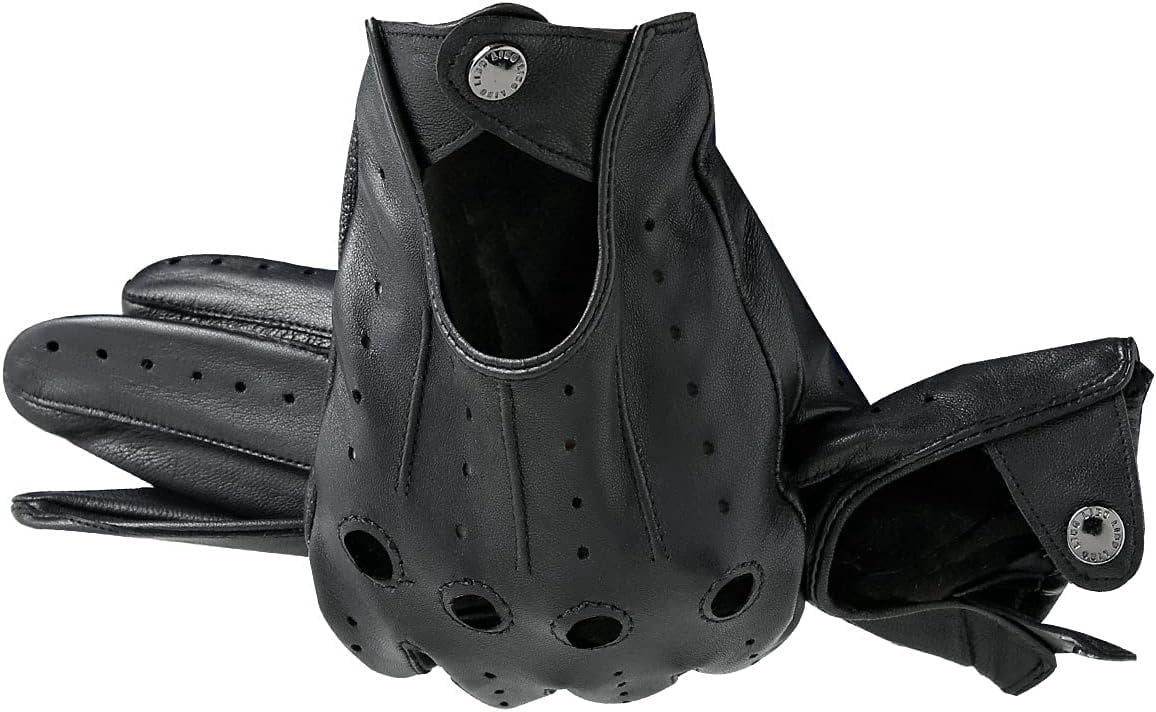 Genuine Leather Driving Gloves/ Motorbike/ Motorcycle Touchscreen Full Finger Unlined Gloves For Men Black Large
