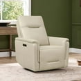 thumbnail image 1 of Spruce & Spring Genuine Leather Dual Motor Swivel Glider Recliner Chair, Light Grey, 1 of 11