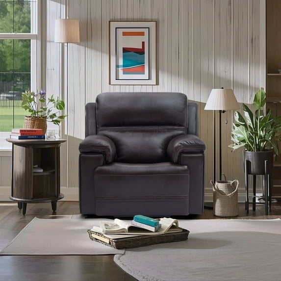 Genuine Leather Dual Power Recliner with Zero Gravity, Adjustable Headrest & Reclining positions, USB/Type-C Ports & Cross-stitching Detail