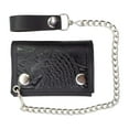 thumbnail image 1 of Genuine Leather Eagle Print Biker Wallet with Trifold Long Chain Wallet, 1 of 6