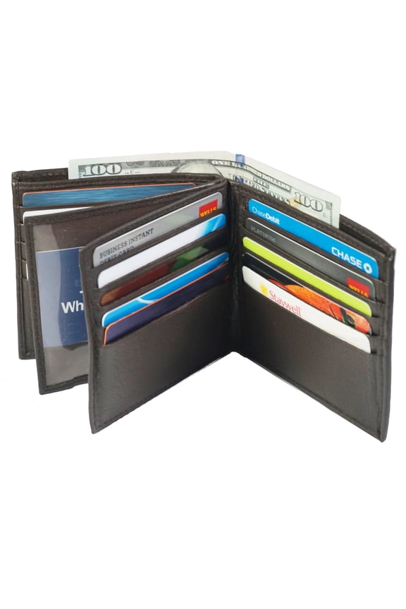 European Hipster Mens Wallet Thick Large Bifold 20 Cards and 2 ID Window