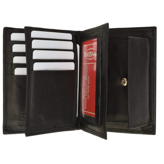 Genuine Leather European Hispter Bifold Wallet with 2 center Flaps and Coin Purse for Men 618 CF