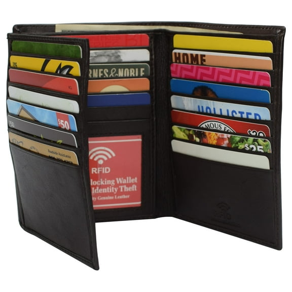 Genuine Leather European Style Large Hipster Bifold Mens Wallet RFID Blocking