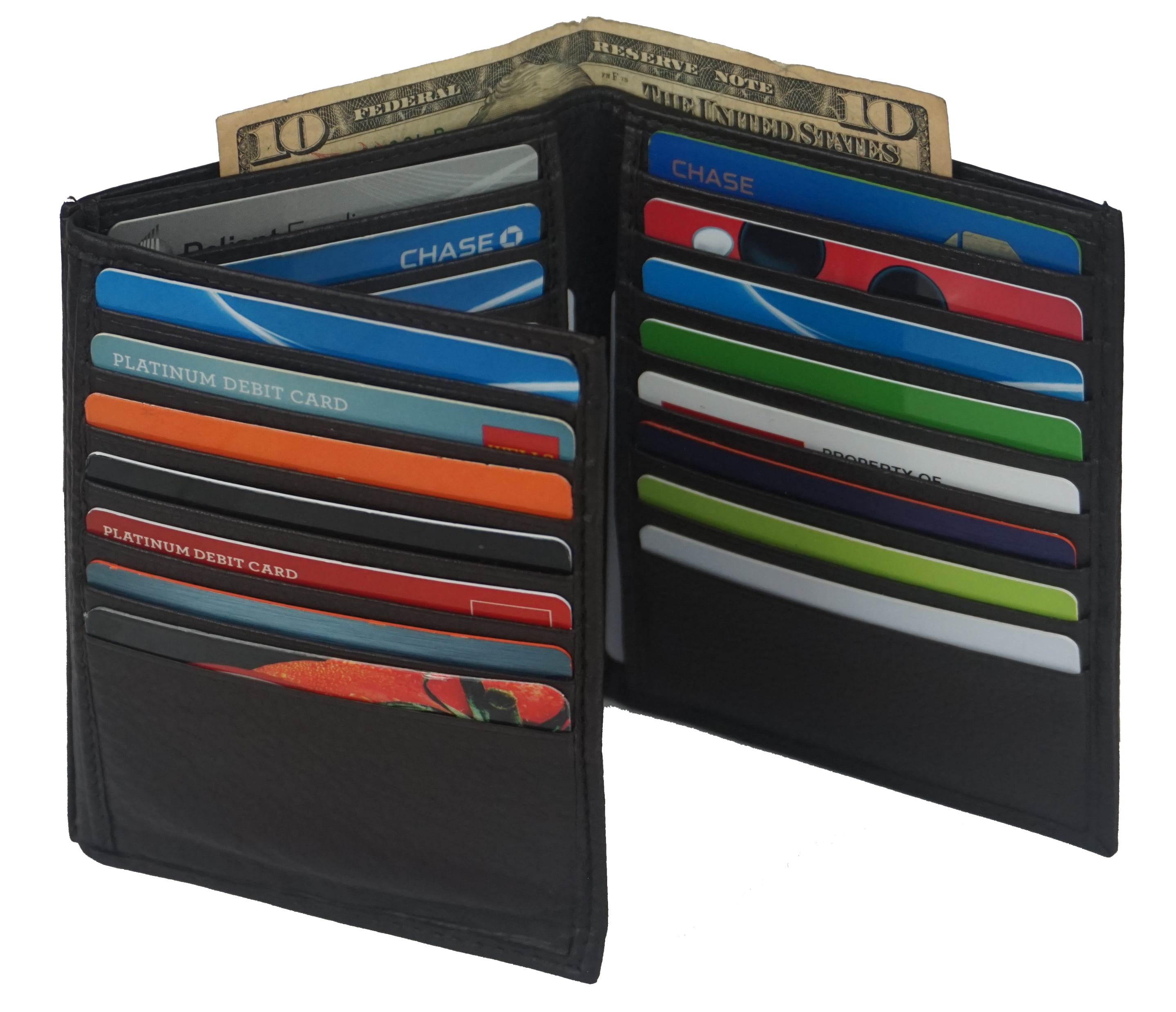 Genuine Leather European Style Large Hipster Bifold Mens Wallet