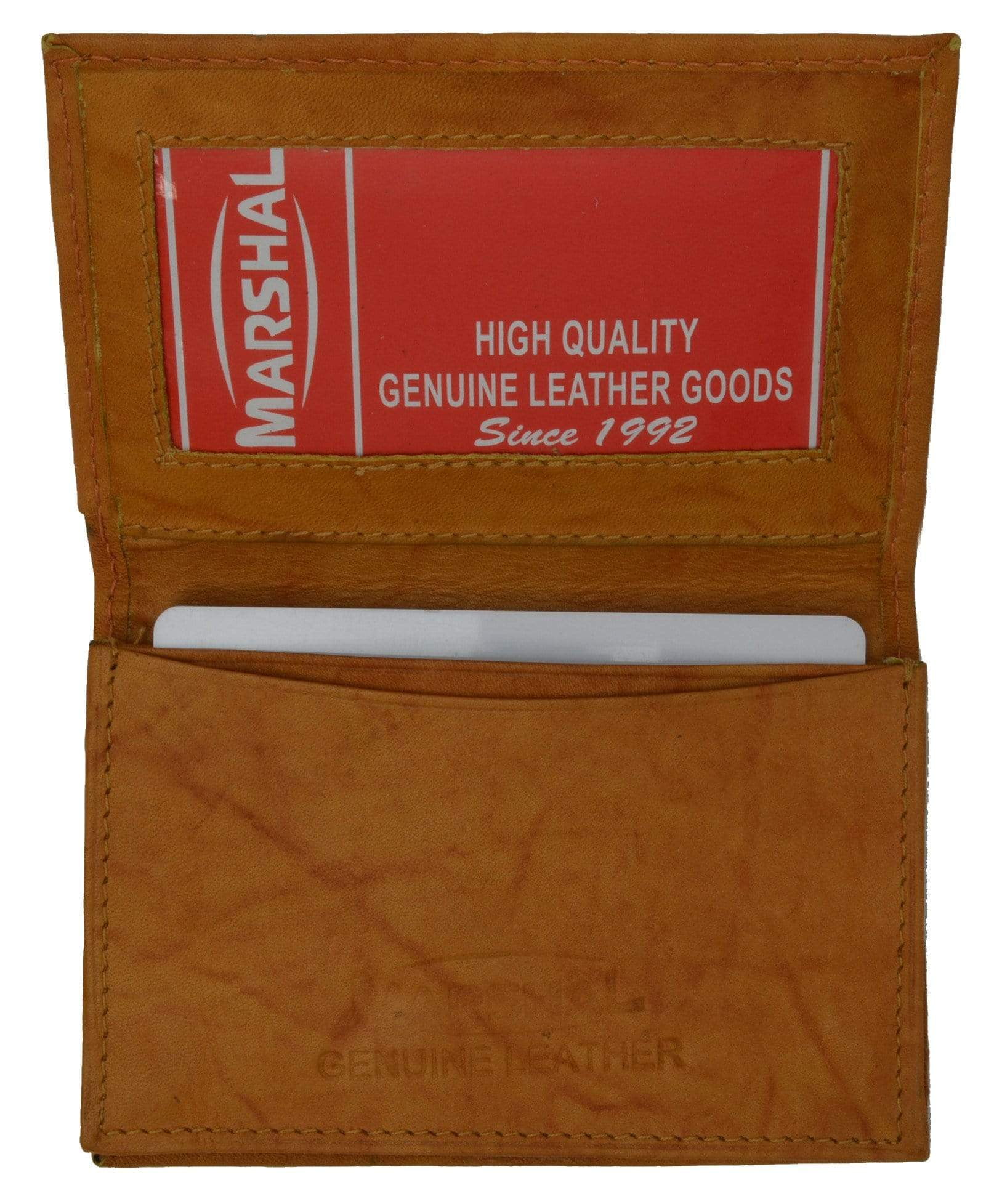MARSHAL Business Card Holder - Stainless Steel Interior, Synthetic Leather, Magnetic Closure, Slim Pocket-Size