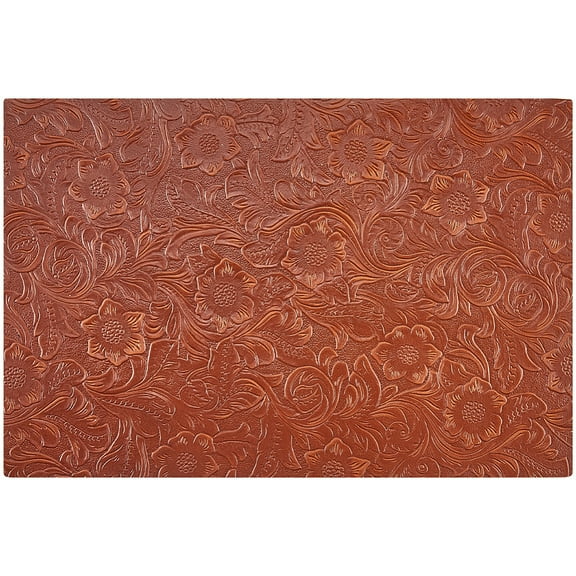 Genuine Leather Fabric 12x8 Inch Embossed Sheets 1.6mm Thick Retro Floral Grained Leathercloth Pre Cut Pieces Rectangle Hides