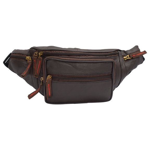 Genuine Leather Fanny Pack Front Pocket RFID Travel Outdoor Hiking Bottle holder Pouch Wallet Purse for Men Women