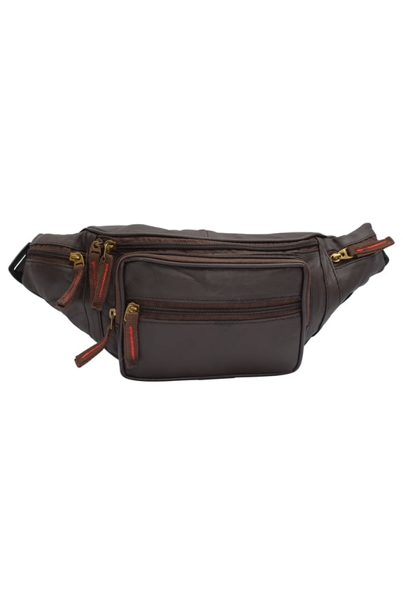 Genuine Leather Fanny Pack Front Pocket RFID Travel Outdoor Hiking Bottle holder Pouch Wallet Purse for Men Women