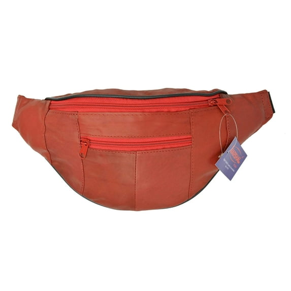 Genuine Leather Fanny Pack Pouch Waist Bag Slim Design Many colors 006C (C)