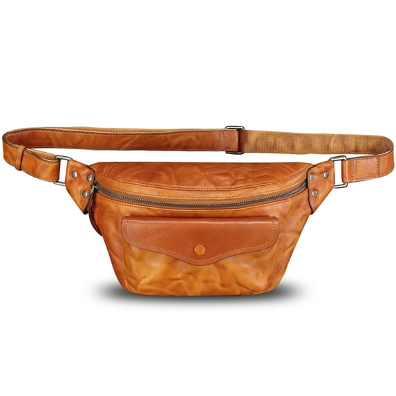 Genuine Leather Fanny Pack for Men Women Vitnage Leather Sling Bag Hip Waist Bag
