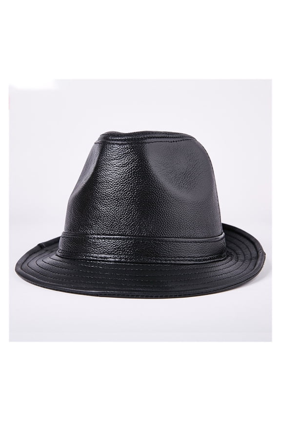 Genuine Leather Fedoras Hat Men Brown Vintage Jazz Caps Classic Male Autumn Winter Retro Trilby Hat Gentleman Fedora ,Classic Design
