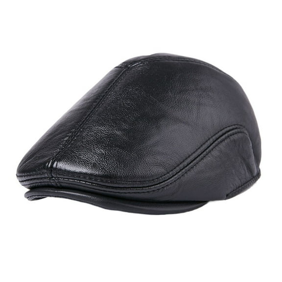 Genuine Leather Flat Caps Berets Men Brown Duckbill Hat Cowskin Male Real Leather Autumn Winter Cabbie Driving Caps ,Fashion Design