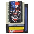 thumbnail image 1 of Genuine Leather Front Pocket Magnetic Money Clip Slim Minimalist Wallet Skull Bone USA Skull USA Flag Eagle USA Logos (USA Skull), 1 of 6