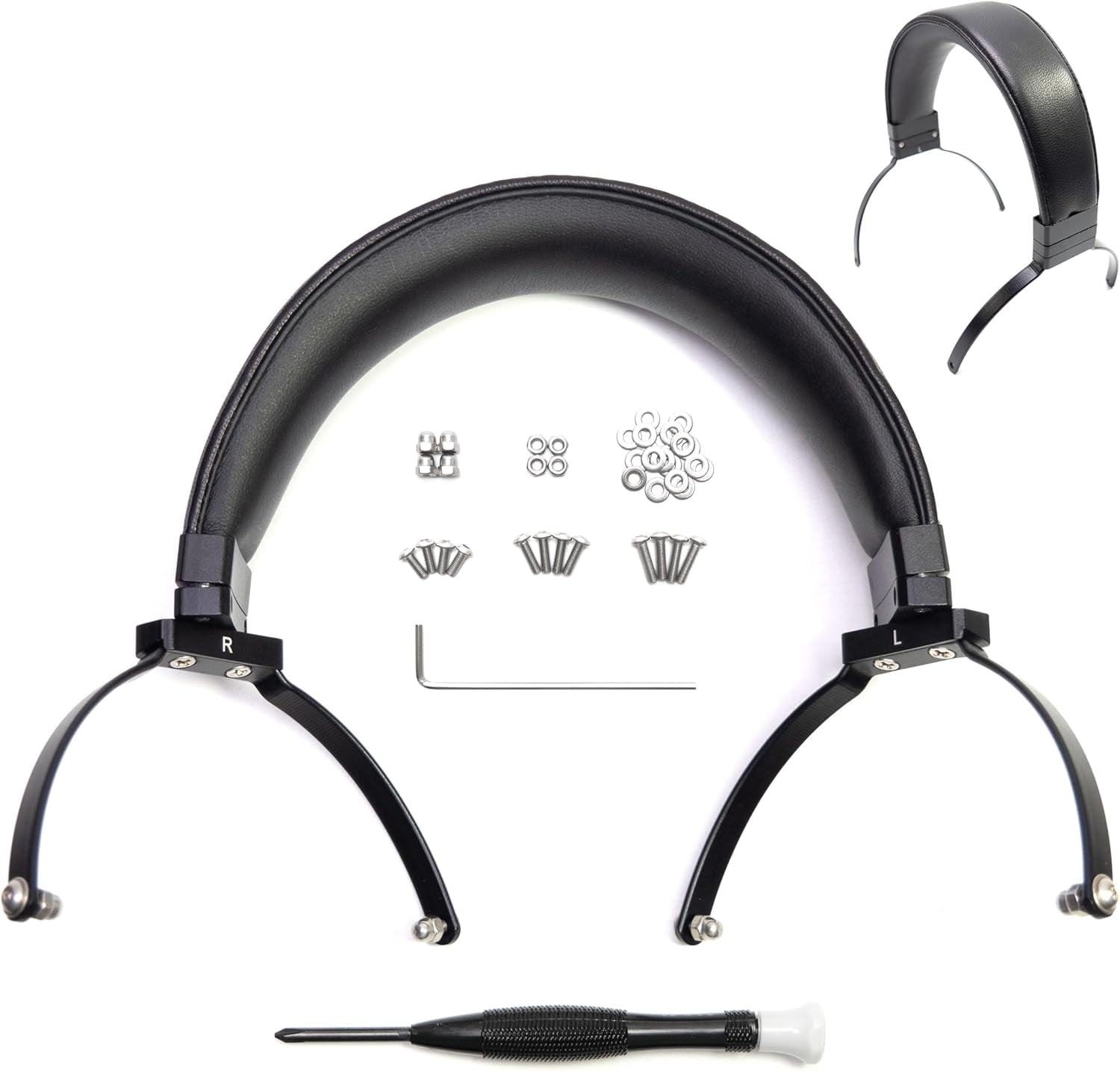 Genuine Leather Full Metal Headband Compatible with Sennheiser HD650,HD660 S,HD600,HD6XX,HD58X,HD580,HD565,HD545,HD535 Headphone Replacement Head Beam Band Headset