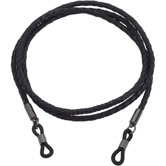 Genuine Leather Glasses Holder Strap Chains Cowhide Leather Eyeglasses Keeper Cord Around Neck Universal Eyewear Retainer Lanyard String Sunglass Holder for Men Women(Black) for DIY