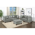 thumbnail image 1 of Genuine Leather Grey Color Tufted 6pc Modular Sofa Set 4x Corner Wedge 1x Armless Chair 1x Ottomans Living Room Furniture Sofa Couch, 1 of 9