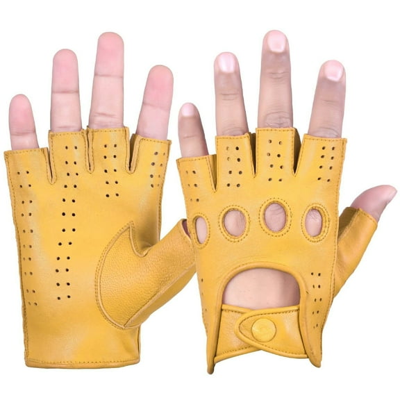 Genuine Leather Half Finger Driving Gloves For Men