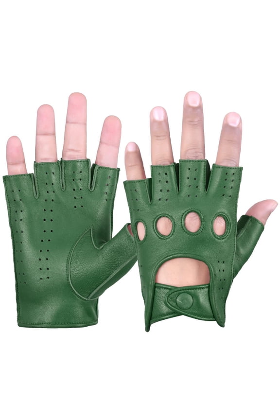 Genuine Leather Half Finger Driving Gloves For Men