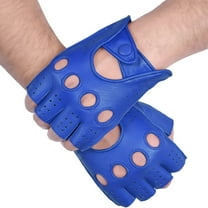 Genuine Leather Half Finger Driving Gloves With Knuckle Holes For Men