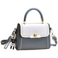 thumbnail image 1 of Genuine Leather Handbags Tote Shoulder Bag for Woman Satchel Designer Purse Top Handles Crossbody Bag,Blue white，G141132, 1 of 5