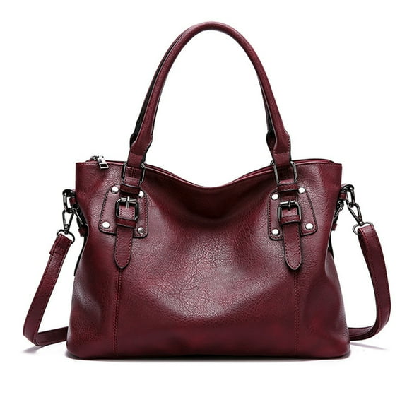 Genuine Leather Handbags Tote Shoulder Bag for Woman Satchel Designer Purse Top Handles Crossbody Bag Large Capacity,Purple red