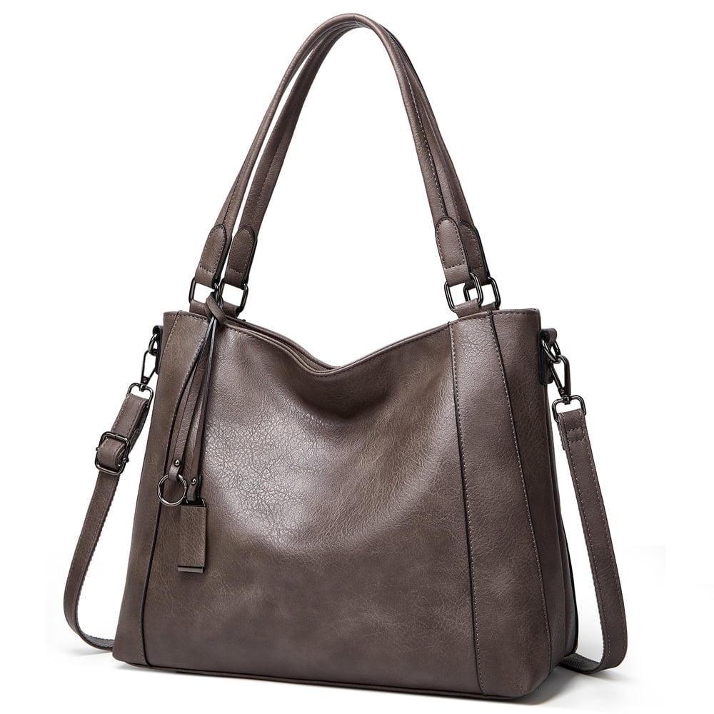 Grey leather designer handbags sales