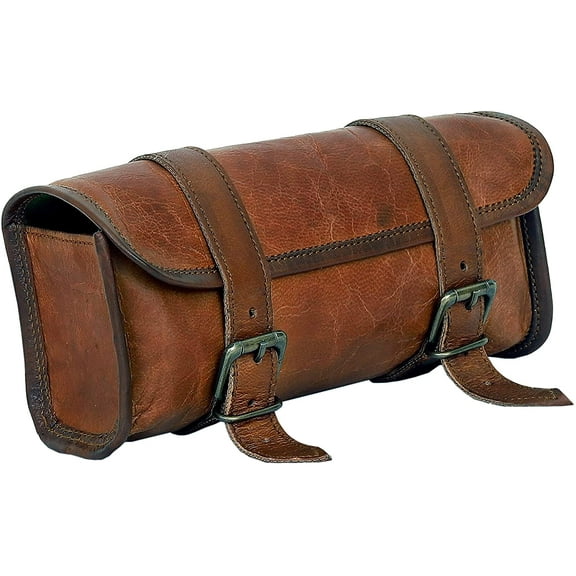 Genuine Leather Handlebar Bicycle Motorcycle Saddle Bag Utility Tool kit