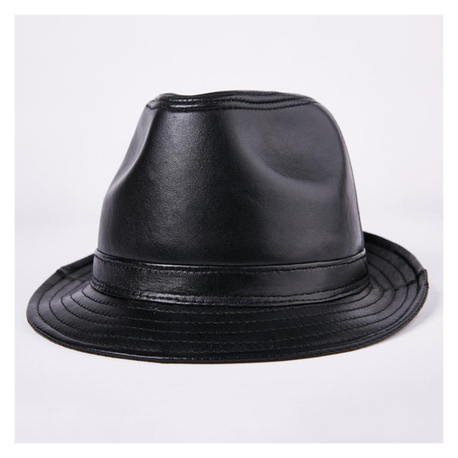 Genuine Leather Hat Men Brown Top Trilby Hats Caps Bowler Real Leather ...