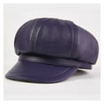 thumbnail image 1 of Genuine Leather Hats Women Newsboy Cap Solid Black Real Leather Beret Autumn Winter Hats for Women ,Classic Design, 1 of 3