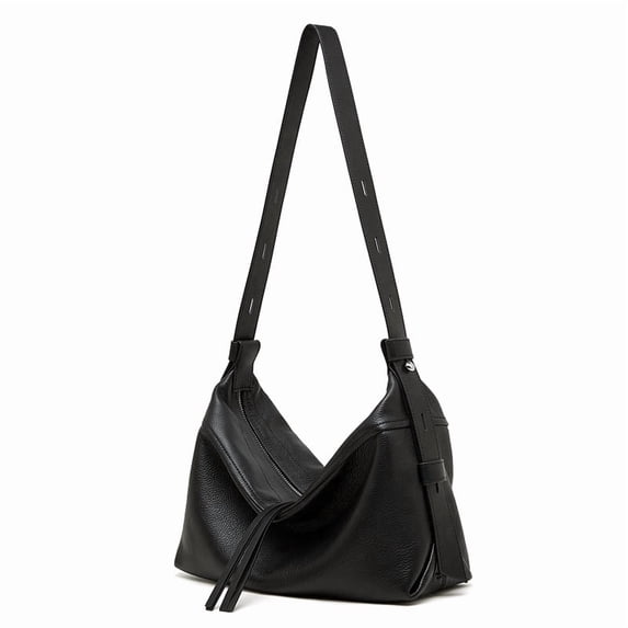 Genuine Leather Hobo Bag, Women's Grainy Underarm Shoulder Crossbody Purse