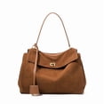 thumbnail image 1 of Genuine Leather Hobo Bag, Women's Suede Flap Underarm Shoulder Crossbody Purse, 1 of 8