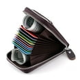thumbnail image 1 of Genuine Leather Holder Zipper Credit Card Wallet RFID Credit Card Wallet with ID Card Window, 1 of 6