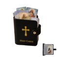 thumbnail image 1 of Genuine Leather Holy Card Holder with 54 Cards Religious Card Storage Organizer Wallet Case, 1 of 7