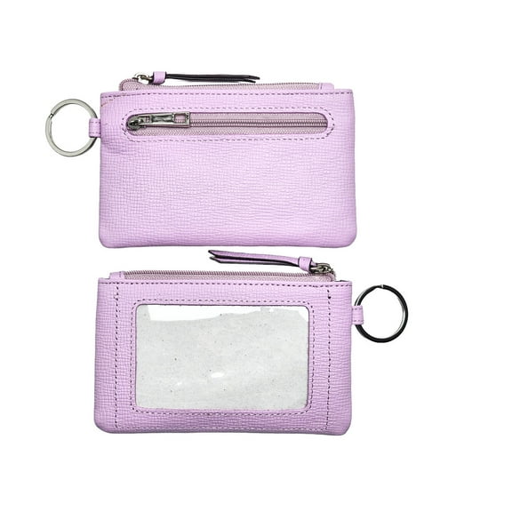 Genuine Leather ID Case with Key Ring, Saffiano Leather Coin Purse, Front Pokcet ID Badge Card Holder, Minimalist Skim Wallet, RFID Blocking - ID CASE ONLY