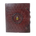 thumbnail image 1 of Genuine Leather Journal with Gemstone Inlay – Handcrafted Embossed Notebook for Writing, Sketching & Gifting, 1 of 6