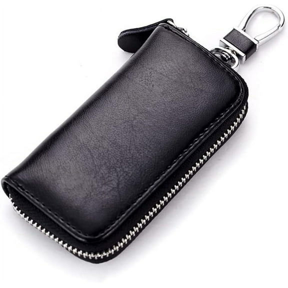 Genuine Leather Key Holder Bag with 2 Card Slot & 6 Hooks & 1 Access Card,Key Case Car Key Holder Wallet for Men Women