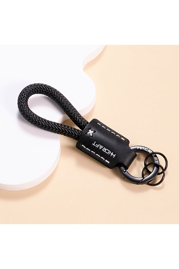 Genuine Leather Keychain, Hand-Woven Key Rope, Stylish First Layer Cowhide Car Key Chain, Car Key Rope, Easy Keychain Key Ring Lanyard, Universal for Men And Women, Durable Buckle Keychain