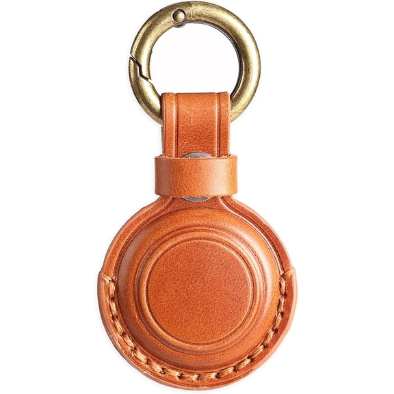 Genuine Leather Keychain Holder Compatible with Airtag, Secure for Air Tag Keychain Holder Case Cover Key Chain Ring Accessories - Black V1.0
