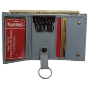 Genuine Leather Keychain Key Holder Ring with 6 Hooks Snap Closure