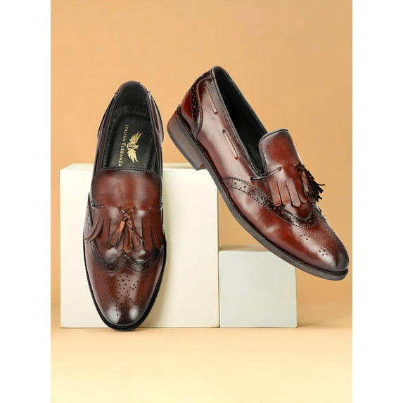 Genuine Leather Kiltie Loafers
