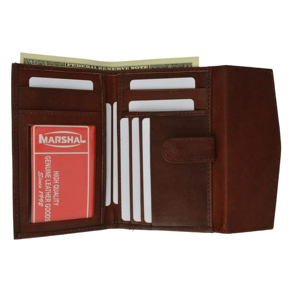 Genuine Leather Ladies Small Wallet and Credit Card Holder with ID Window with Snap Closure 525 CF (C)