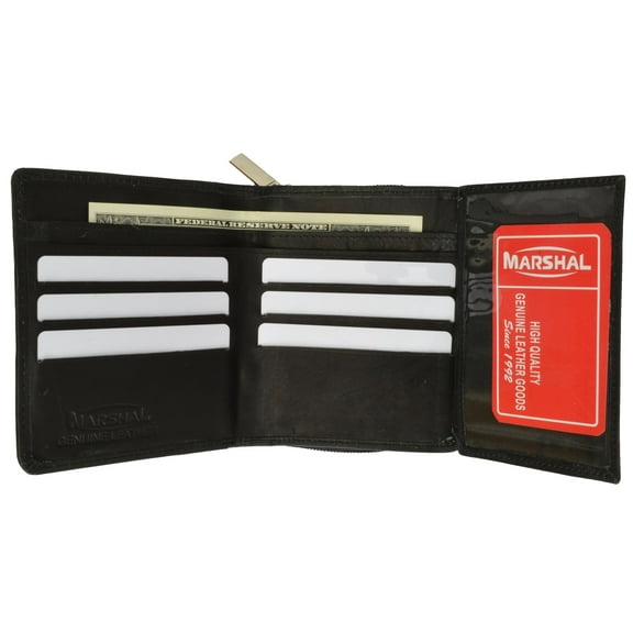 Genuine Leather Ladies Trifold Zipper Wallet and Credit Card Holder with ID Window 1506 CF