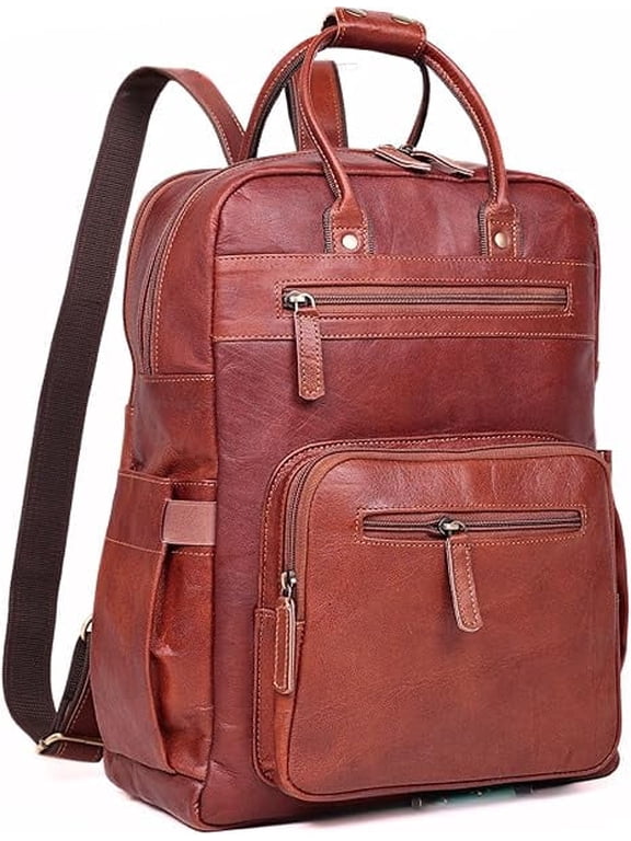 Genuine Leather Laptop Backpack for Men & Women, 16 Inch Vintage Brown Leather Backpack, Professional Work Computer Bag, Travel Rucksack for Office, Business & College