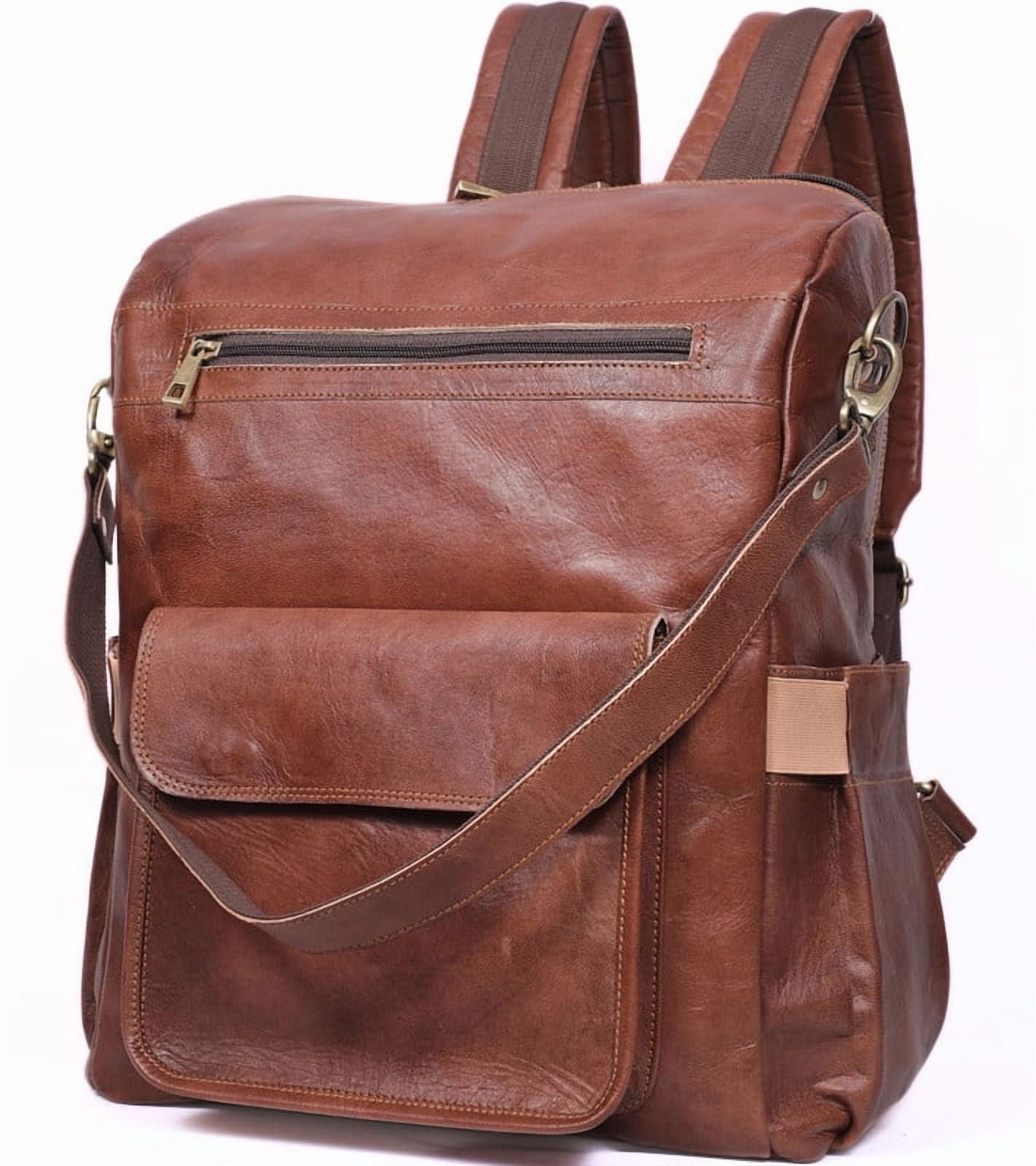 Genuine Leather Laptop Backpack for Women Designer Brown Leather Backpack  Purse with 15.6-inch Laptop Computer Compartment Best for Work, Travel, and  ...