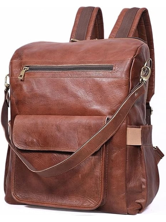 Genuine Leather Laptop Backpack for Women Designer Brown Leather Backpack Purse with 15.6-inch Laptop Computer Compartment Best for Work, Travel, and Daily Use