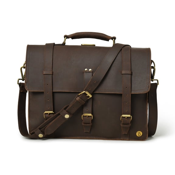 Genuine Leather Laptop Briefcase for Men & Women, Handmade Messenger Bag with Adjustable Shoulder Strap, Business Office Travel Satchel