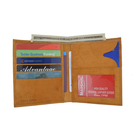 Genuine Leather Large Hipster Bifold Credit Card Id Mens Wallet 502 CF