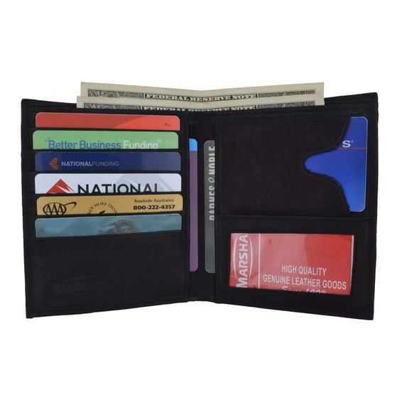 Genuine Leather Large Hipster Bifold Credit Card Id Mens Wallet 502 CF